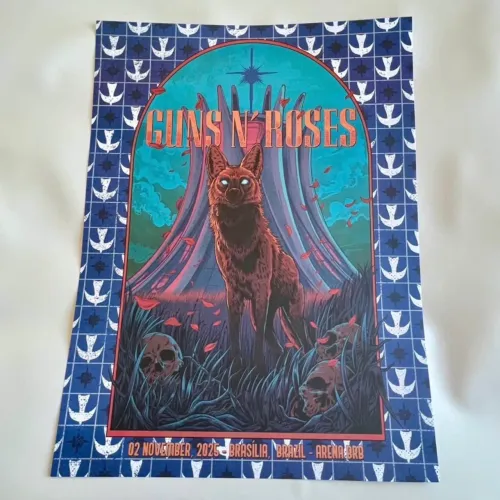 Guns N' Roses Litografia Brasília 2025 60x45cm Envio ou Retira em Curitiba