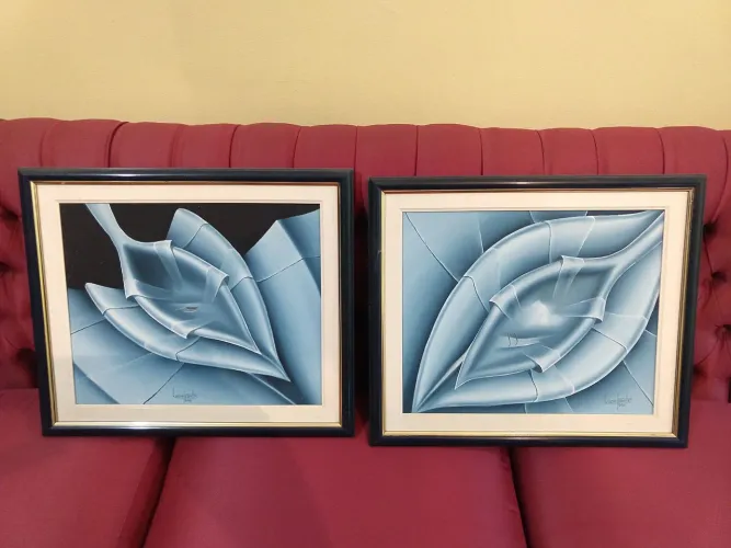 De$1900 por$1690 - 2 Quadros Lúcio Pontes Óleo sobre tela 35x28cm