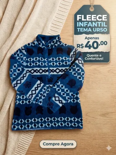 Blusa de Frio Infantil Fleece Térmica - Tam 2 a 3 Anos (Ótimo Estado