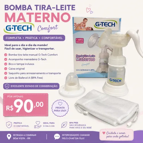 Bomba Tira-Leite Materno G-Tech Comfort - Completa, Excelente Estado