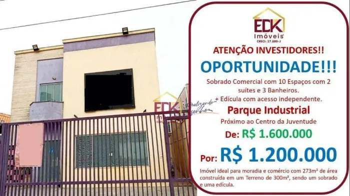 Sobrado com 10 dormitórios à venda, 273 m² por R$ 1.300.000,00 - Parque Industrial - São J