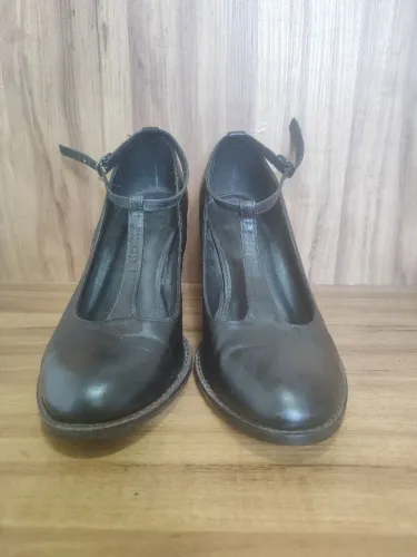 Sapato Wishin, couro, salto, preto