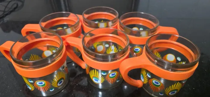 Kit 6 Canecas de vidro com alça