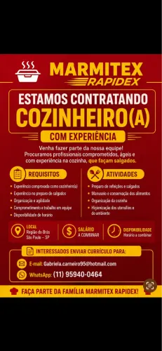 VAGA DE COZINHEIRO