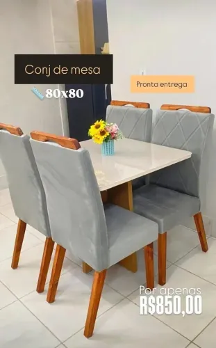 CONJUNTO DE MESA DE JANTAR DISPONÍVEL ENTREGA E MONTAGEM GRÁTIS.