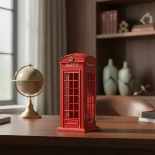 Miniatura Cofre Cabine Telefônica Londres - Plastico Telefone Vermelho (Usado)