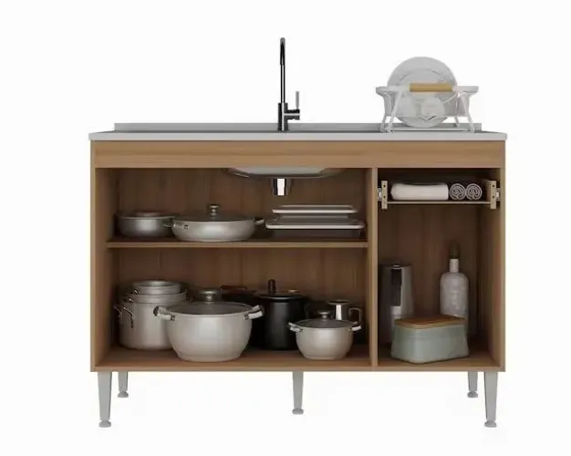 Balcão de Cozinha Gabinete para Pia 120cm Paris Multimóveis MP2215 - Marrom