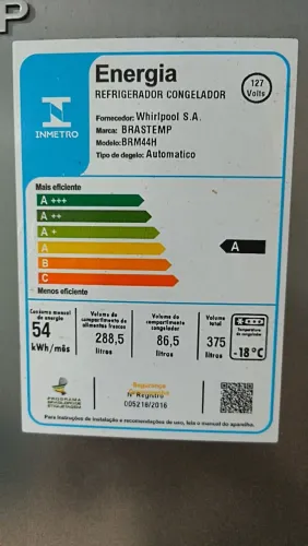 Geladeira Brastemp INOX Frost Free Duplex BRM44HK 375 Litros