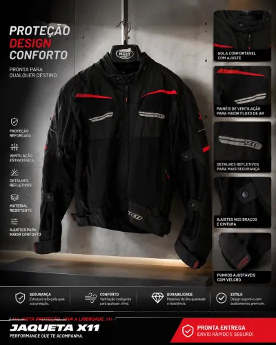 Jaqueta X11 Breeze - Motociclismo Sol e Chuva