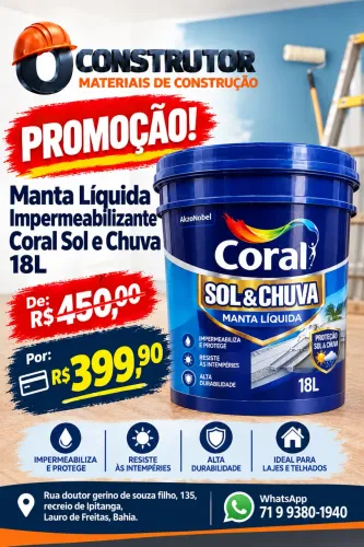 Manta Líquida Impermeabilizante Coral Sol e Chuva 18L 