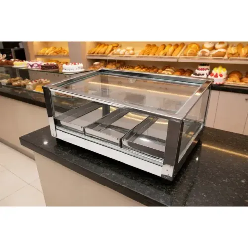Estufa para Salgados Elétrica 55x32 Inclinada Vidros Retos bandeja Inox Profissional para 