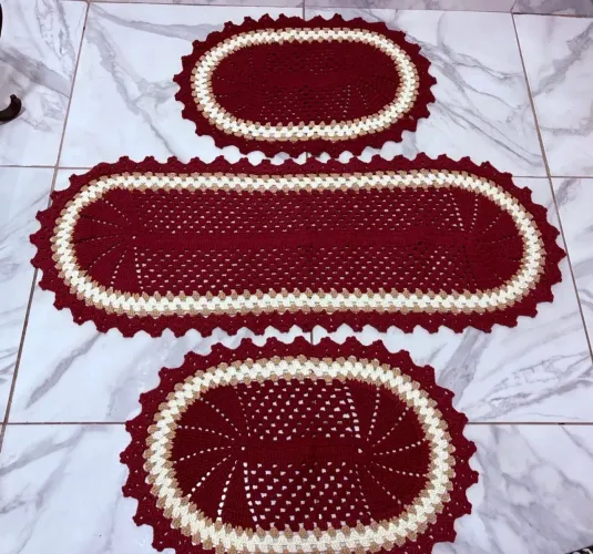 Jogo de tapetes em barbante