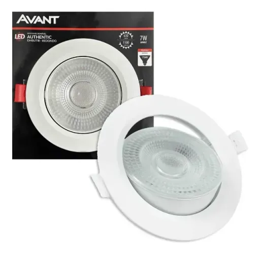 4 unidades de Spot led embutir redondo 7w 3000k marca Avant 