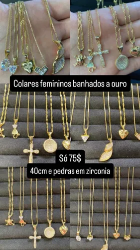 Cordoes banhados a ouro c pedras zirconia