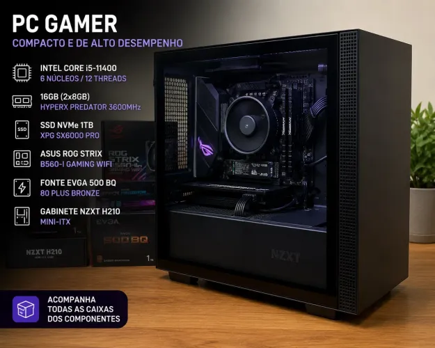 PC Gamer Mini-ITX i5-11400 | 16GB | SSD NVMe 1TB | ROG B560-I WiFi