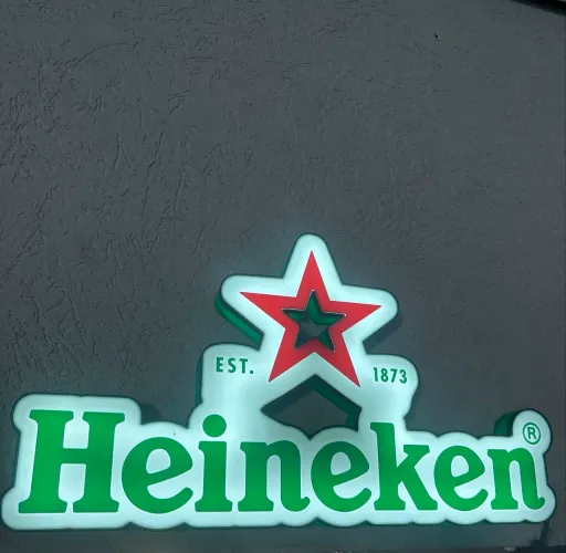 Painel luminoso Heineken Led Bivolt 12 Volts para decoração interna e externa