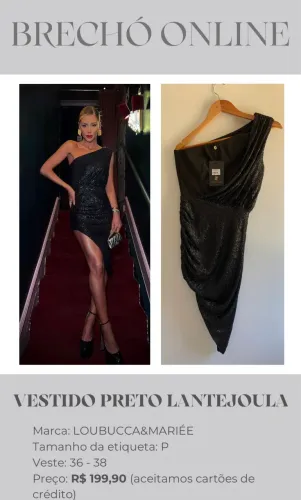 Vestido Preto Lantejoula Novo com Etiqueta