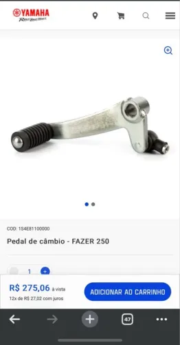 Pedal câmbio fz15 fz25