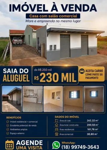 Vendo casa com salão comercial
