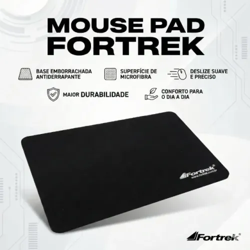 Mouse Pad com Base Emborrachada EVA e Microfibra 180x220x3mm Preto