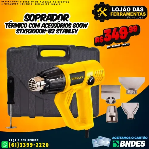 Soprador Térmico Com Acessórios Elétrico 800W STXH2000K-B2 Stanley