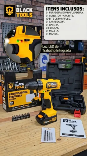 PARAFUSADEIRA E FURADEIRA 12V THE BLACK TOOLS - LACRADA