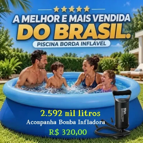 Piscina Borda Inflável Grande 2.592 mil litros Com Mais Bomba Infladora
