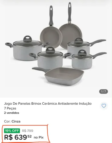 Jogo de Panelas Brinox Ceramic Life Marble Blend - 7 Peças