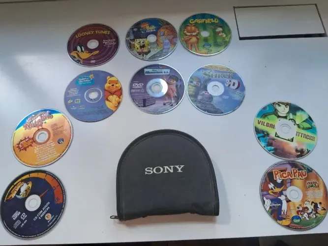Lote De 10 DVDs E 1 Cd + Porta-CD Sony para armazenamento