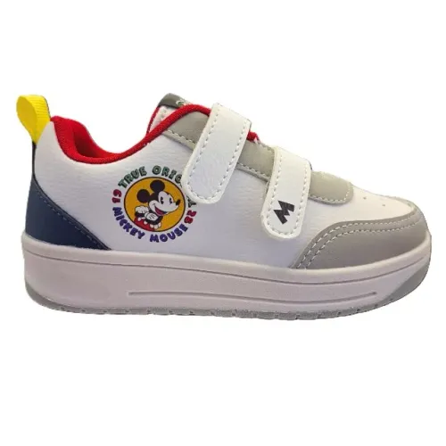 Tênis Infantil Menino Tira Fixadora Personagem Disney Mickey Branco DMY01KRBR