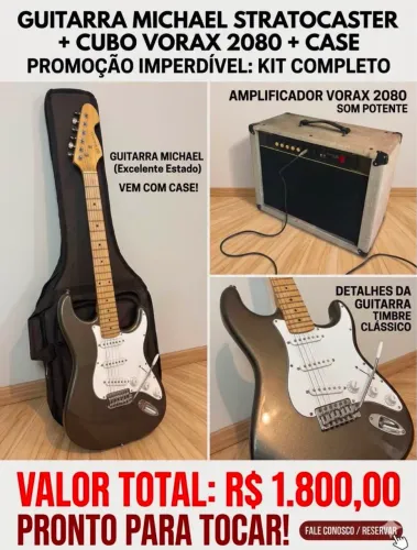 Guitarra Michael Stratocaster + Cubo vorax 2080+ Case