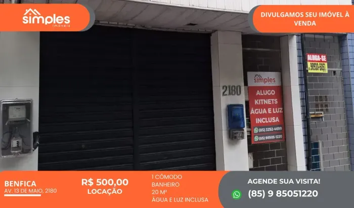 Imóvel para aluguel possui 20 metros quadrados em Benfica - Fortaleza - CE