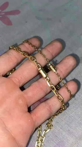 Cordão moeda antiga cadeado 6mm + pulseira