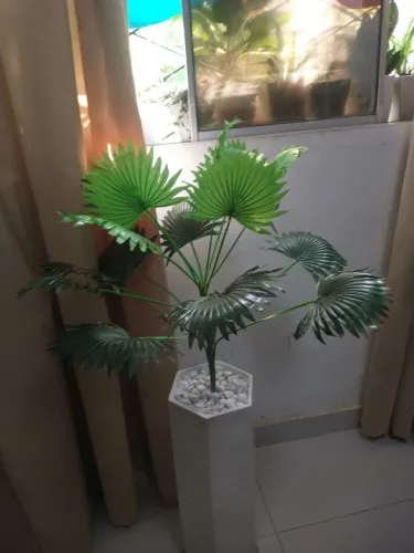 Arranjo de cerâmica cm palmeira leque pequeno