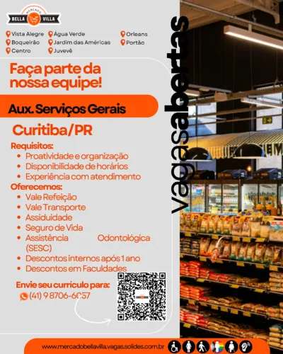 Vaga para Auxiliar de Limpeza