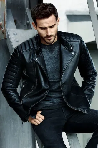 Jaqueta de couro modelo all saints