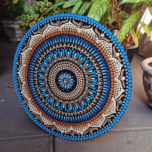 Mandala Artesanal 45cm tons azul