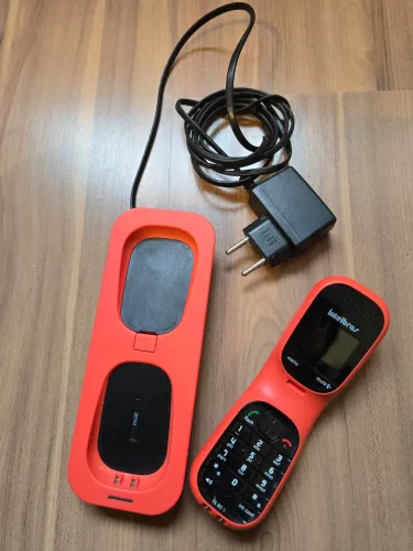 Telefone retrô laranja, sem fio, Intelbras