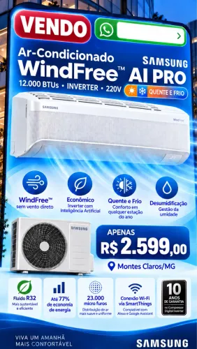 [Novo] Ar Condicionado Samsung Windfree Inverter IA Pro Quente e Frio 12000 BTUs