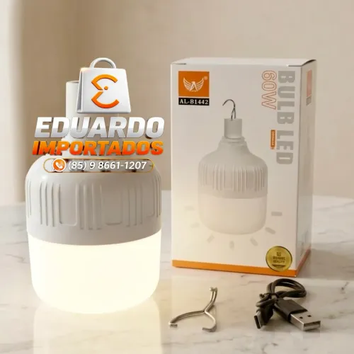 Lâmpada de LED 60w Potente, Recarregável 