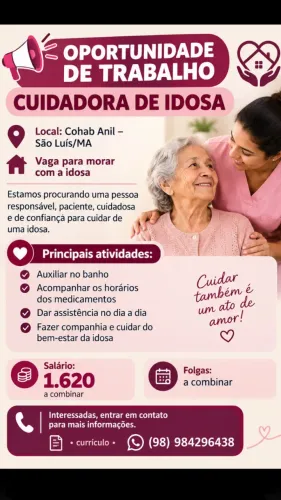 Vaga de emprego (cuidado de idoso)
