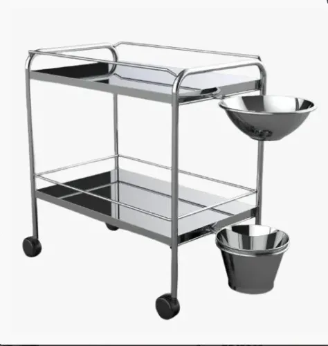 Carro para Curativo Inox com Balde e Bacia