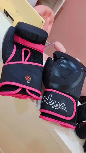Luvas Muay Thai/Boxe Rosa com preto Naja