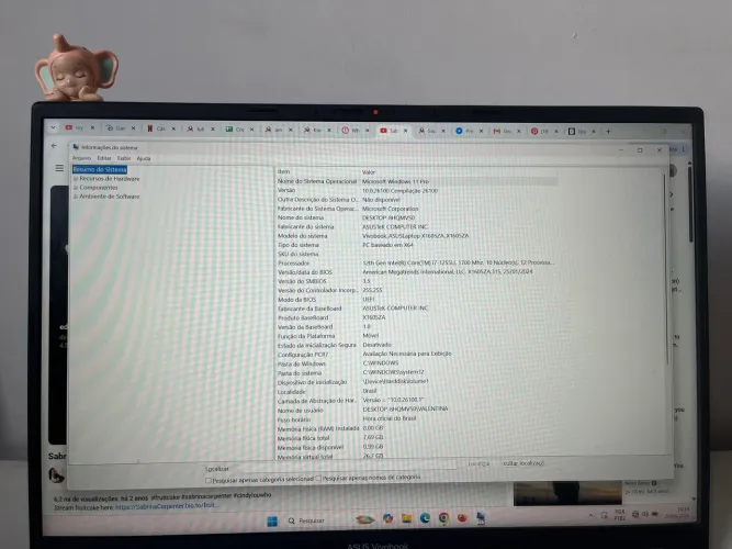 Notebook ASUS Vivobook 16 X1605ZA i7 12ª geração | 8GB RAM | SSD 256GB