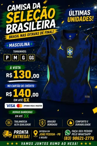 Camisa Seleção Brasileira Azul - Masculina - Tailandesa