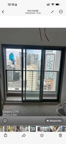 Porta balcão correr 3 folhas linha gold plus 2 portas