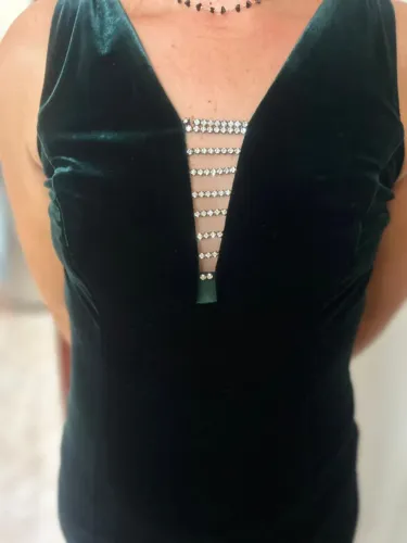 Vestido longo verde musgo
