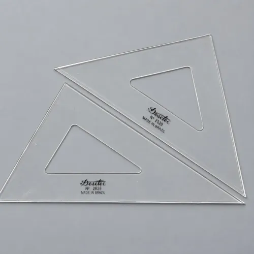 Par de Esquadros Desetec 28 cm - 45° e 60° - Excelente Estado