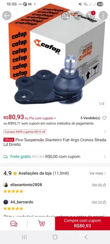 Pivô suspensão fiat argo e cronos lado direito e esquerdo