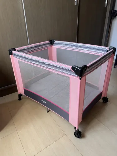 Berço Cercado Portátil/ descontável Para Bebê Fit Rosa Voyage